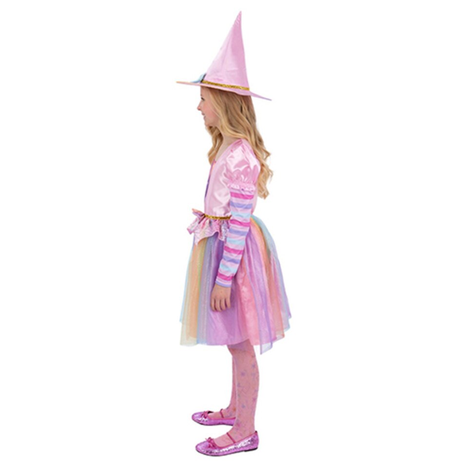 image 1 of Pastel Rainbow Witch Girls Fancy Dress Costume Kids Small - Age 4-6