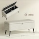 image 7 of HOMCOM Storage Ottoman Bench, Linen Fabric Footstool with Steel Legs Cream White