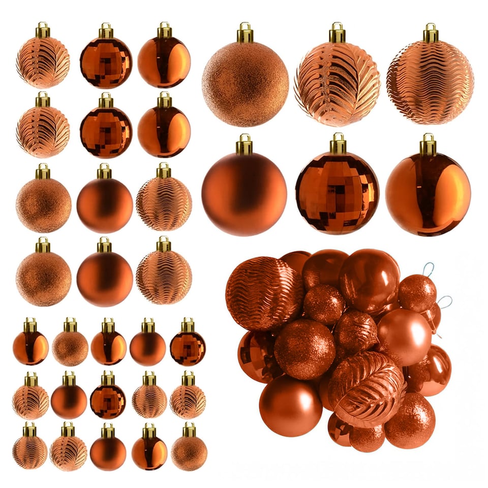 image 1 of Christmas Tree Ornaments Baubles Set | Bronze | Bronze