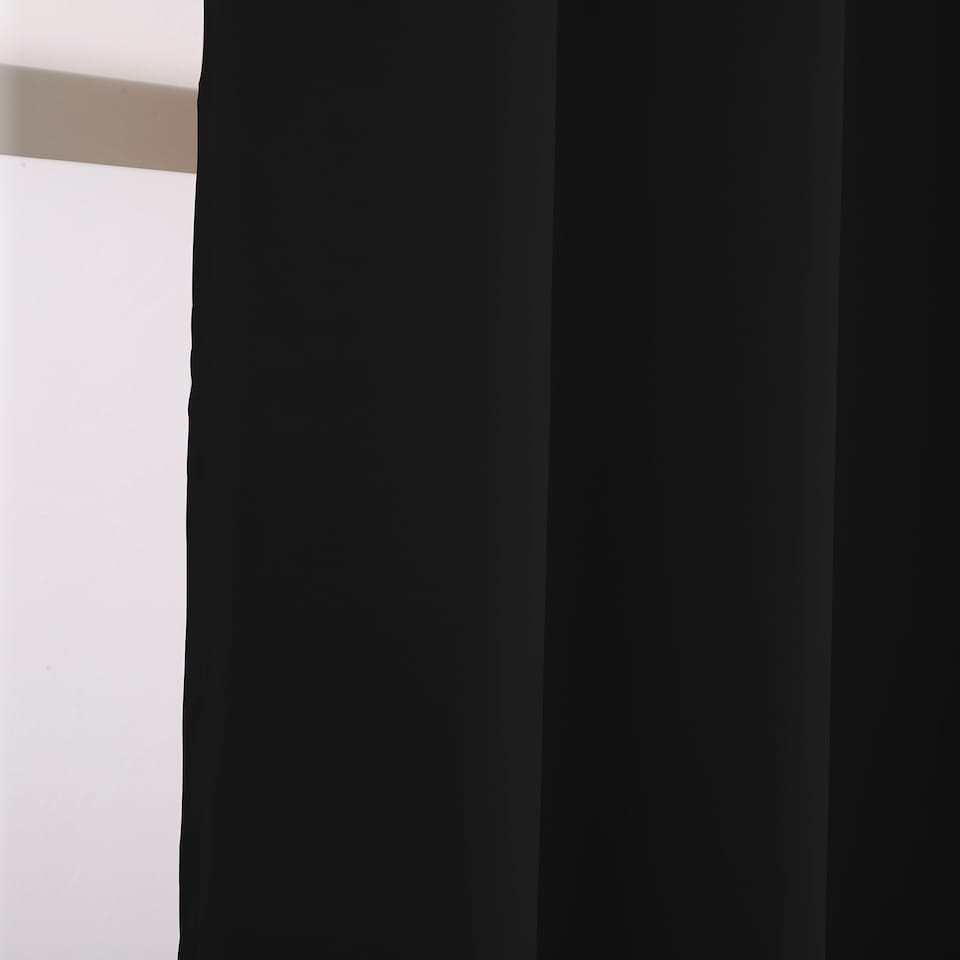 image 1 of Black Blackout Curtains - Eyelet Thermal Curtain  - 66 x 84 Inch Drop - 2 Panel | Black | One Size