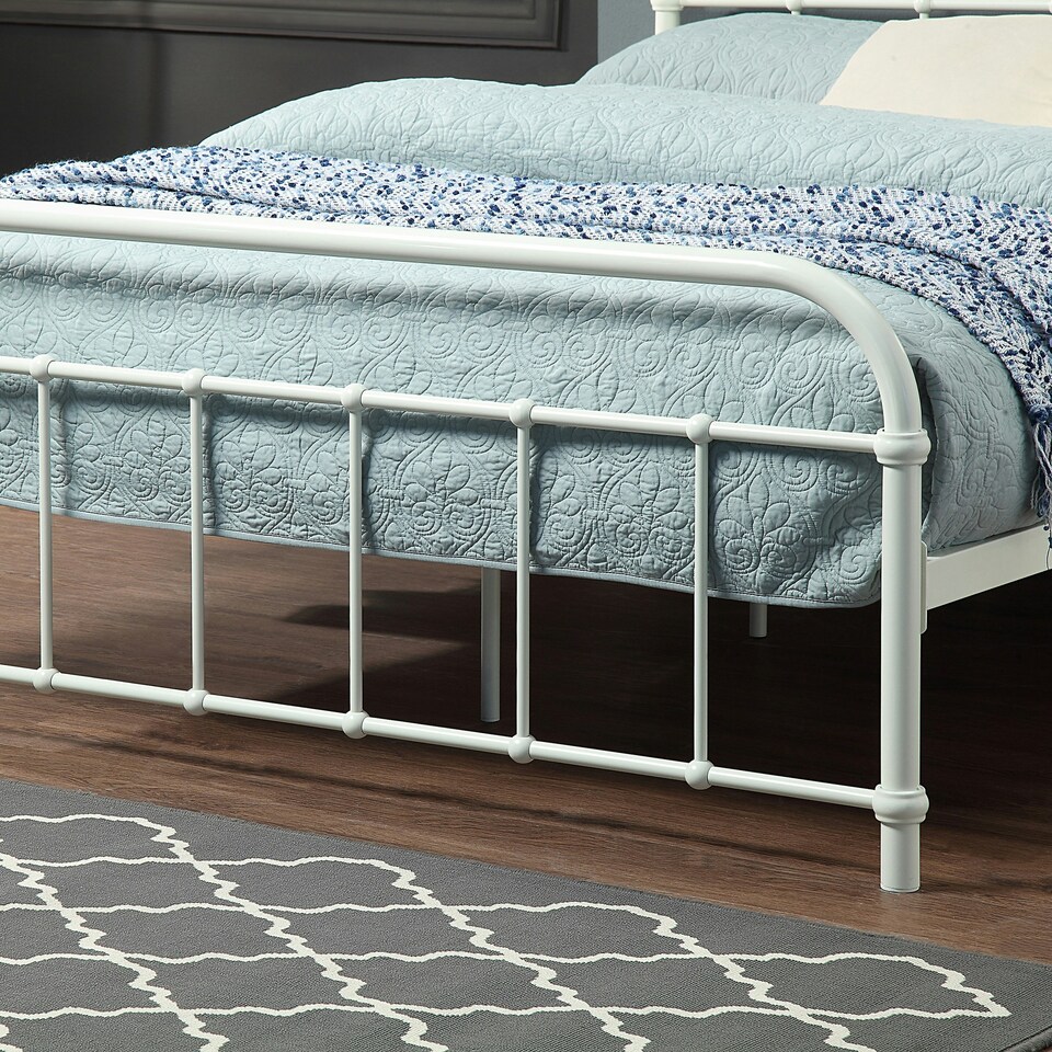 image 1 of Tewin Vintage Hospital Style White Metal Bed Frame (King)