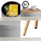 image 5 of Stool Yara - round, padded, with storage space, linen look | Grey | light grey | 42,50 x 42,50 x 45,50 cm | 1