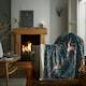 image 1 of Winter Stags Navy Sherpa Fleece Throw Blue | 130x170cm