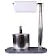 image 3 of Showerdrape Octavia Grey Marble & Chrome Toilet Roll Holder & Toilet Brush Combination
