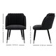 image 6 of Single Milano Velvet Dining Chair with Stylish Ribbed Back Design, Black Metal Legs with Silver Tips | Black | Silver End Tips