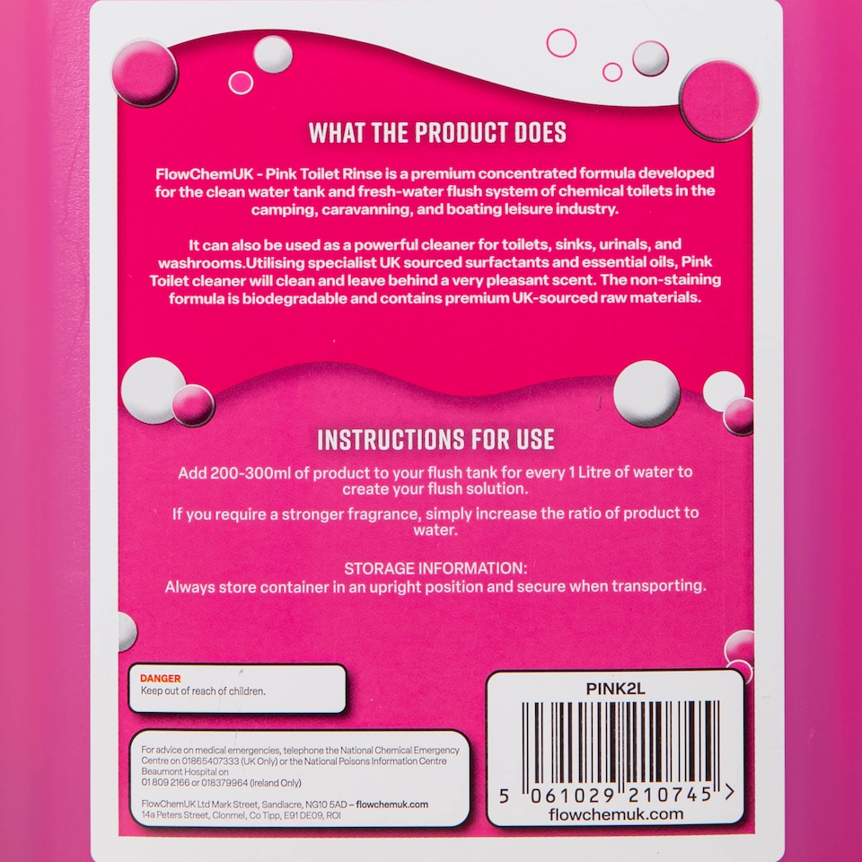 image 1 of 2.5L Cherry Pink & Blue Toilet Cleaning Rinse Concentrate Fluid Set