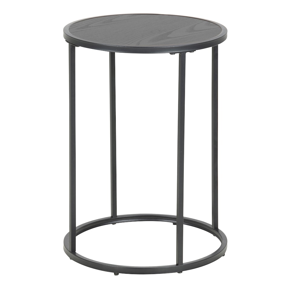 image 1 of Seaford Black Metal Small Round Side Table with Black Top