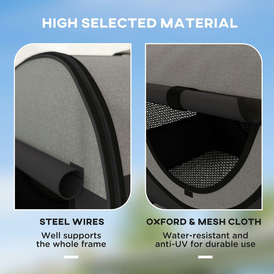 image 1 of PawHut Folding Fabric Soft Pet Crate Dog Cat Travel Carrier Cage | Black | One Size