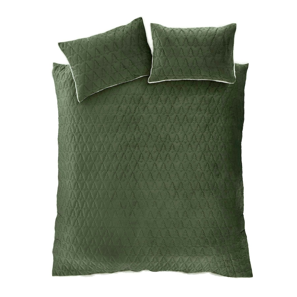 image 1 of Catherine Lansfield Cosy Soft Christmas Tree Green Duvet Cover Set Green | Single