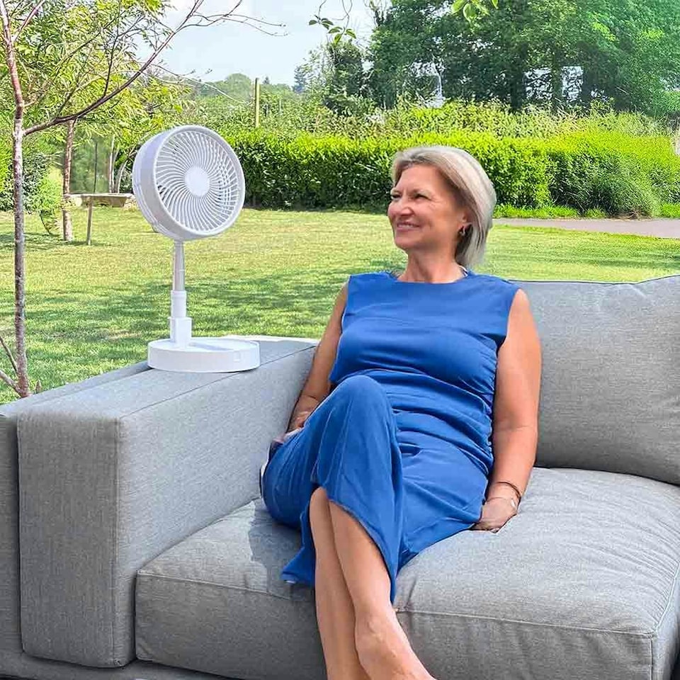 image 1 of Lifemax Rechargeable 19cm Folding Fan - 25-100cm height adjustment