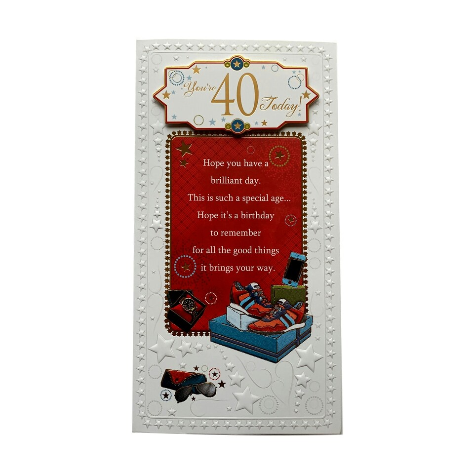 image 1 of You're 40 Today! Open Male Birthday Soft Whispers Card