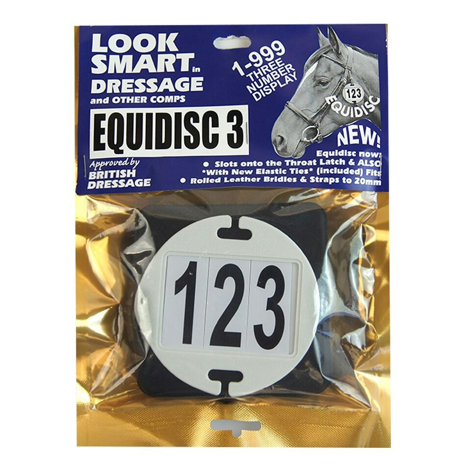 Equidisc 3 Numbers Horse Dressage Number Holder - Black - One Size