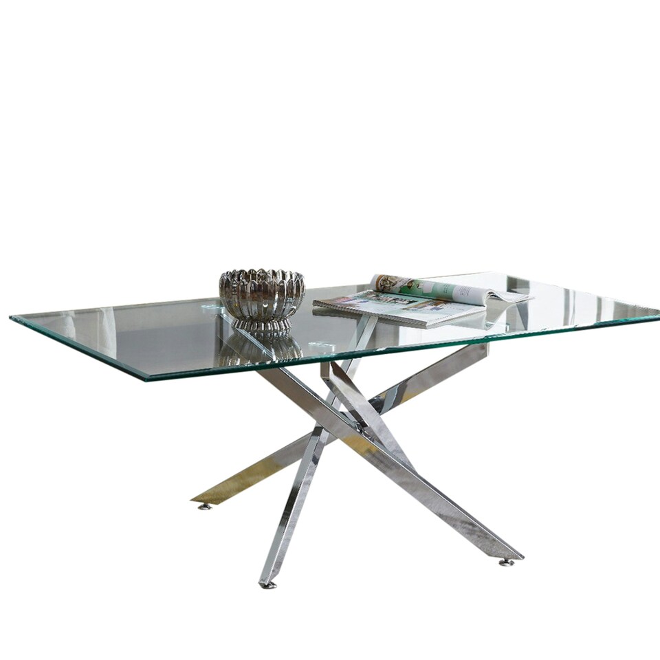 image 1 of Furniturebox Leonardo Glass And Chrome Metal Coffee Table