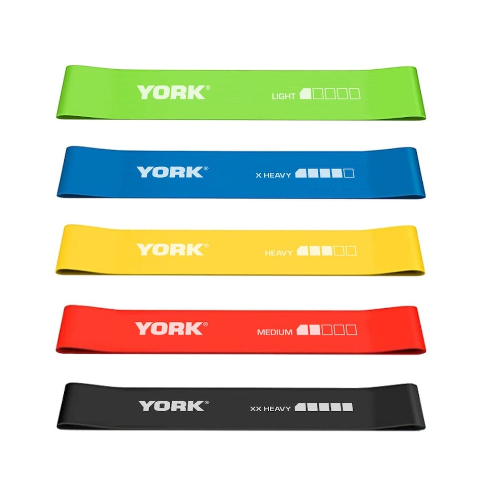 image 1 of York Resistance Loop Set — 5 Natural Latex Bands (Light to XX-Heavy) | Multi | 50cm length, 4cm width