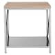 image 1 of Solid Oak Surface Lamp Table, Sleek Modern Bedside Table, Polished Stainless Steel Frame Lamp Table Cream