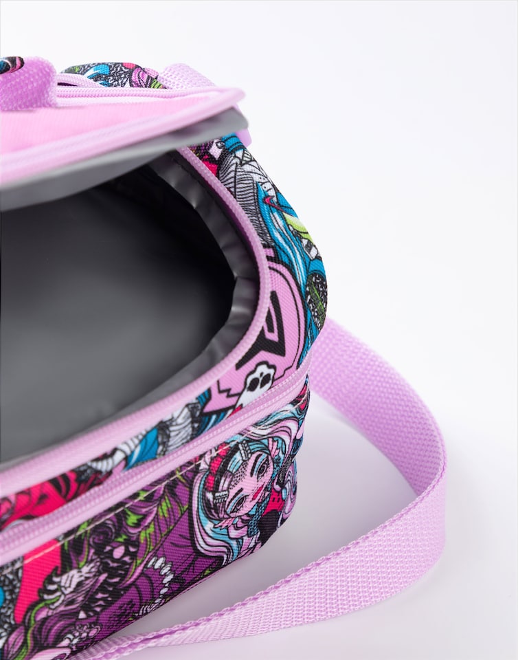 image 1 of Monster High Girls Pink Ghoul Spirit Lunch Bag | Colourful Snack Pot & Bottle Set | Adjustable Strap & Carry Handle | Back to School Cartoon Accessories | Monster High Merch