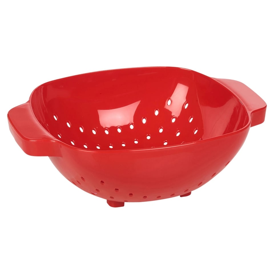 image 1 of Plastic Colander Sieve Mesh Food Pasta Rice Veg Washing Strainer Kitchen Basket | Red | Red