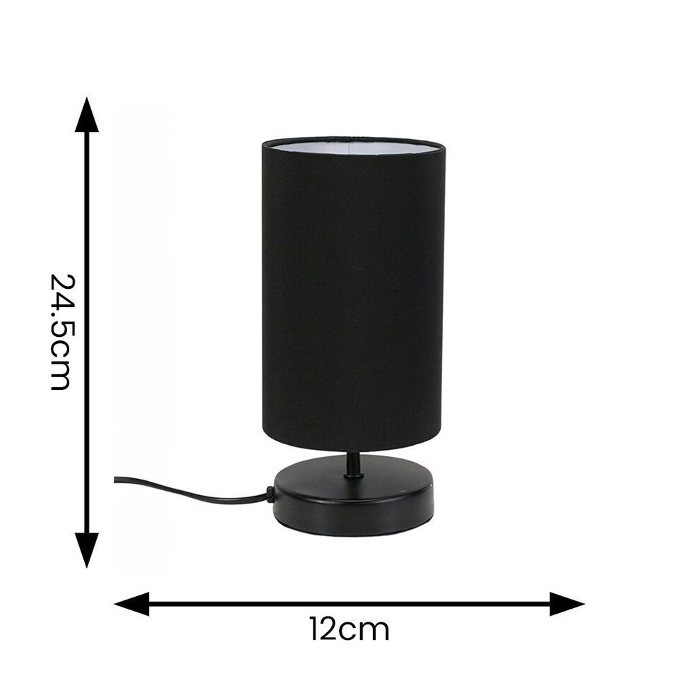 image 1 of ValueLights Francis Matte Black Touch Table Lamps Black Shades