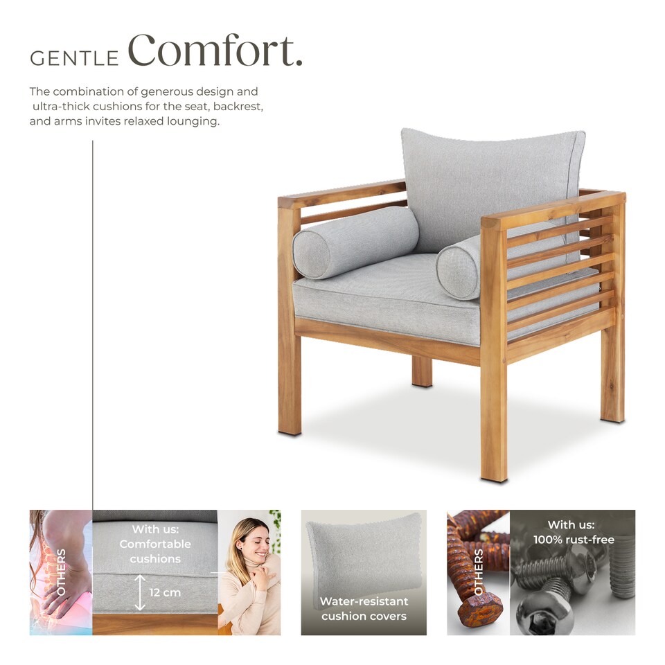 image 1 of Garden Chair Boka - thick cushions, heat-treated wooden frame, weather-resistant | Brown | brown | One Size | 2