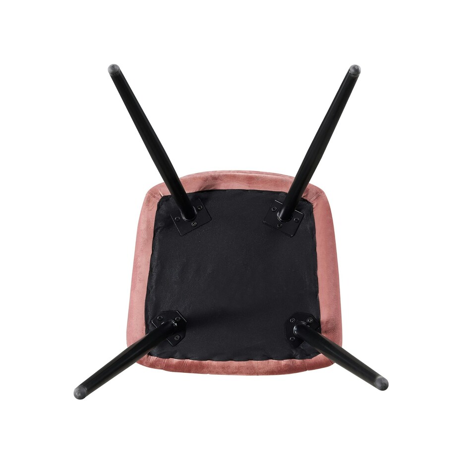 image 1 of Set of 6 Camden Modern Velvet Dining Chairs with Armrests, Quilted Design & Black Metal Legs Pink