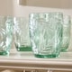 image 4 of Set of 4 Laurier Green Spring Summer Embossed Leaf Drinking Glass Short Tumblers 320ml