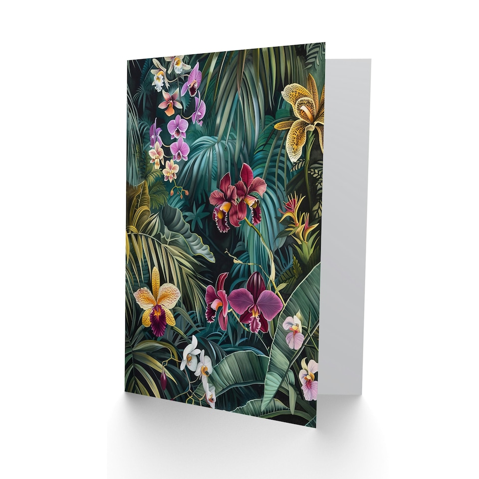 image 1 of Exotic Orchids Jungle Wild Floral Him Her Birthday Card