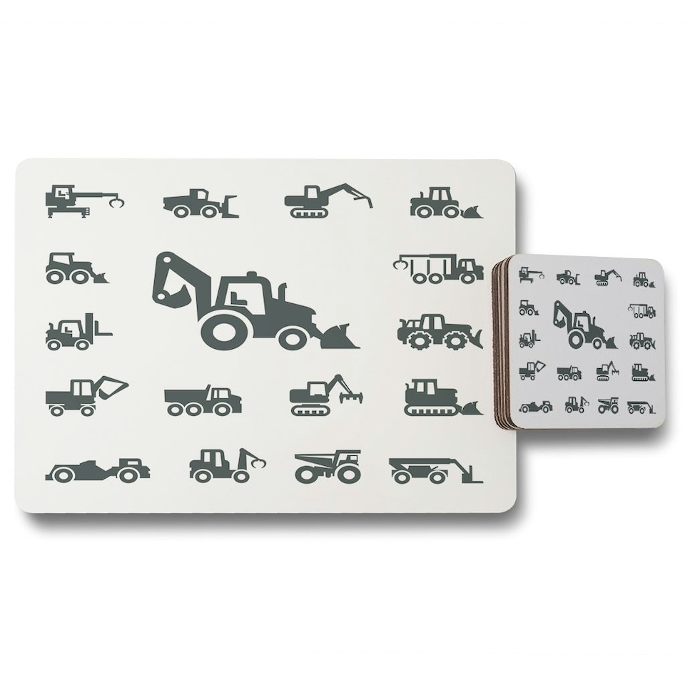 image 1 of Construction equipment (Placemat & Coaster Set)
