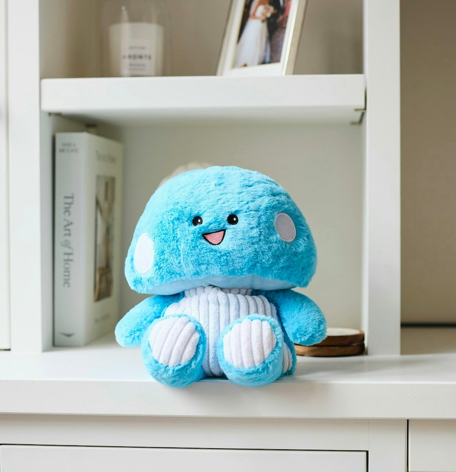 image 1 of Warmies Blue Mushroom Plush Microwaveable Weighted Cuddly Toy