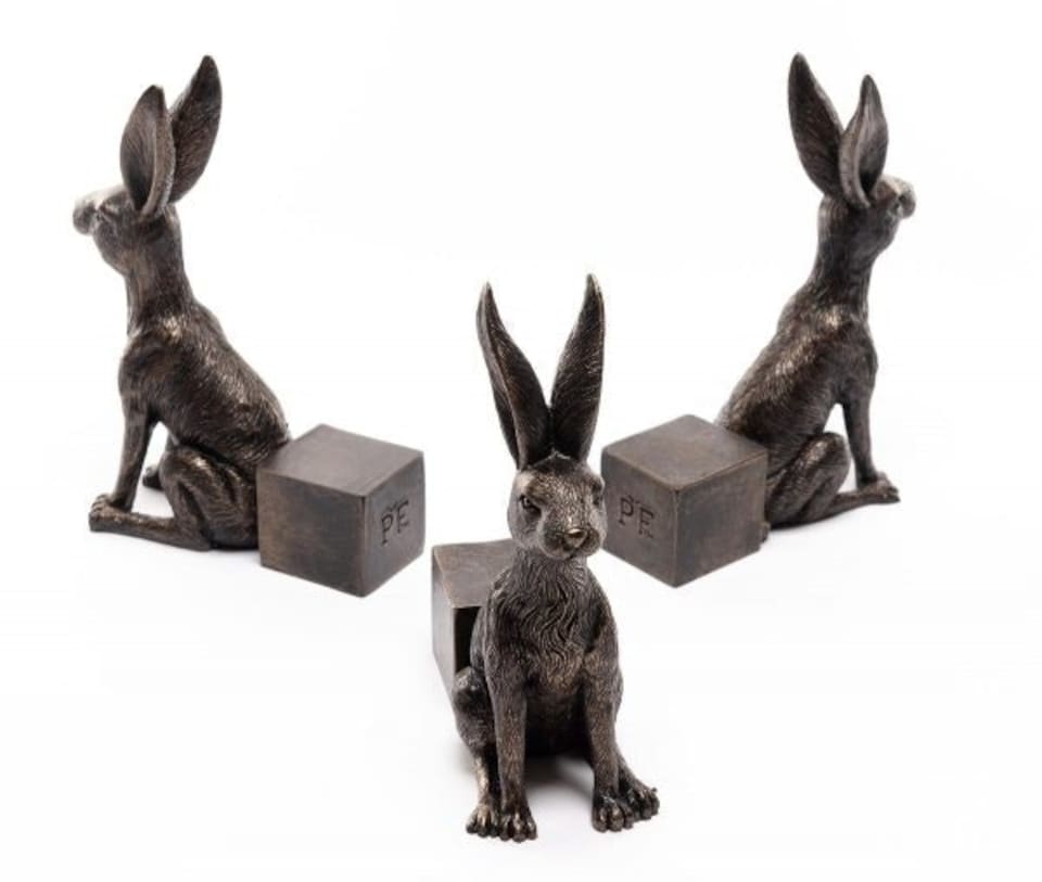 image 1 of Large Sitting Hare Plant Pot Feet - Set of 3 | Brown