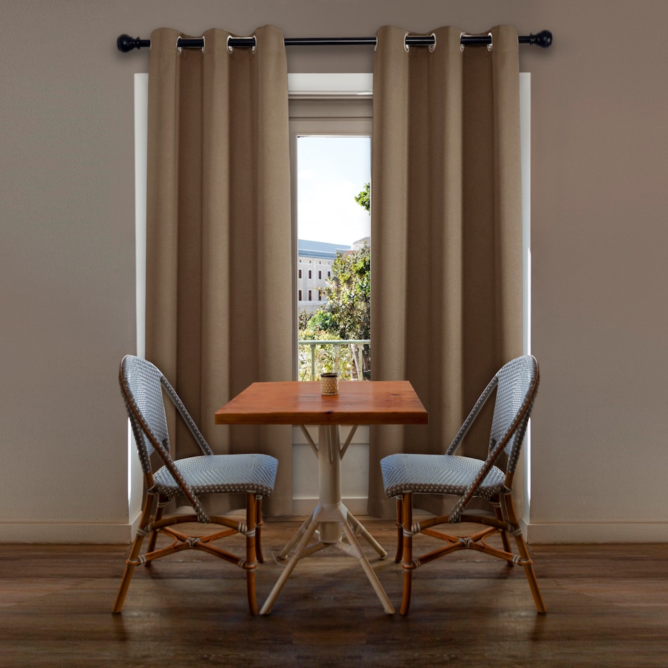 image 1 of Brown Blackout Curtains - Eyelet Thermal Curtain - 66 x 72 Inch Drop - 2 Panel | Brown | One Size