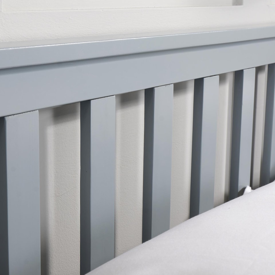 image 1 of Small Double Grey Wooden Bed 4ft Solid Pine Furniture High End Slatted Base Home