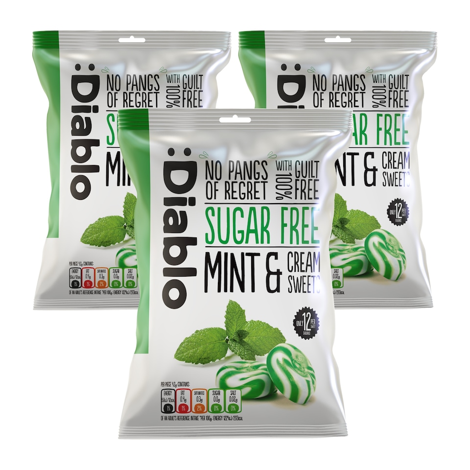 image 1 of Diablo Sugar Free Mint and Cream Sweets 75g 3 Pack