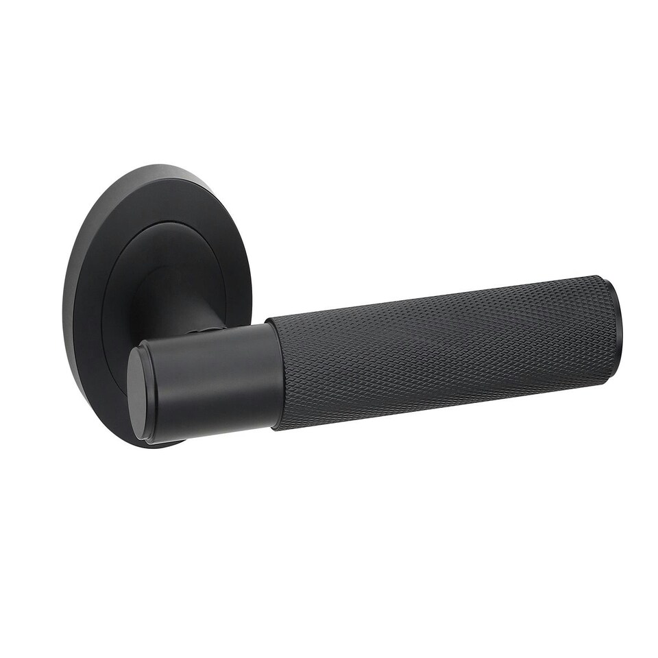 image 1 of Golden Grace 4 Sets Knurled T-Bar Door Handles in Matt Black Finish with Latch and Ball Bearing Hinges Black