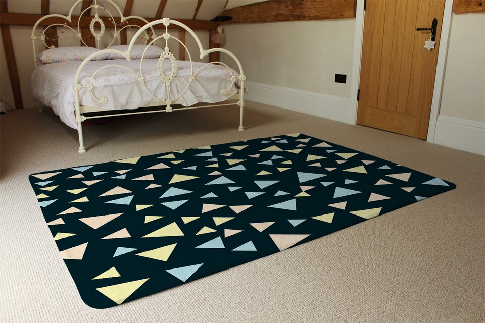 image 1 of Yellow & Blue Triangles Rug | Multi