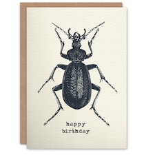 Beetle Drawing Vintage Style Creepy Crawly Birthday Card