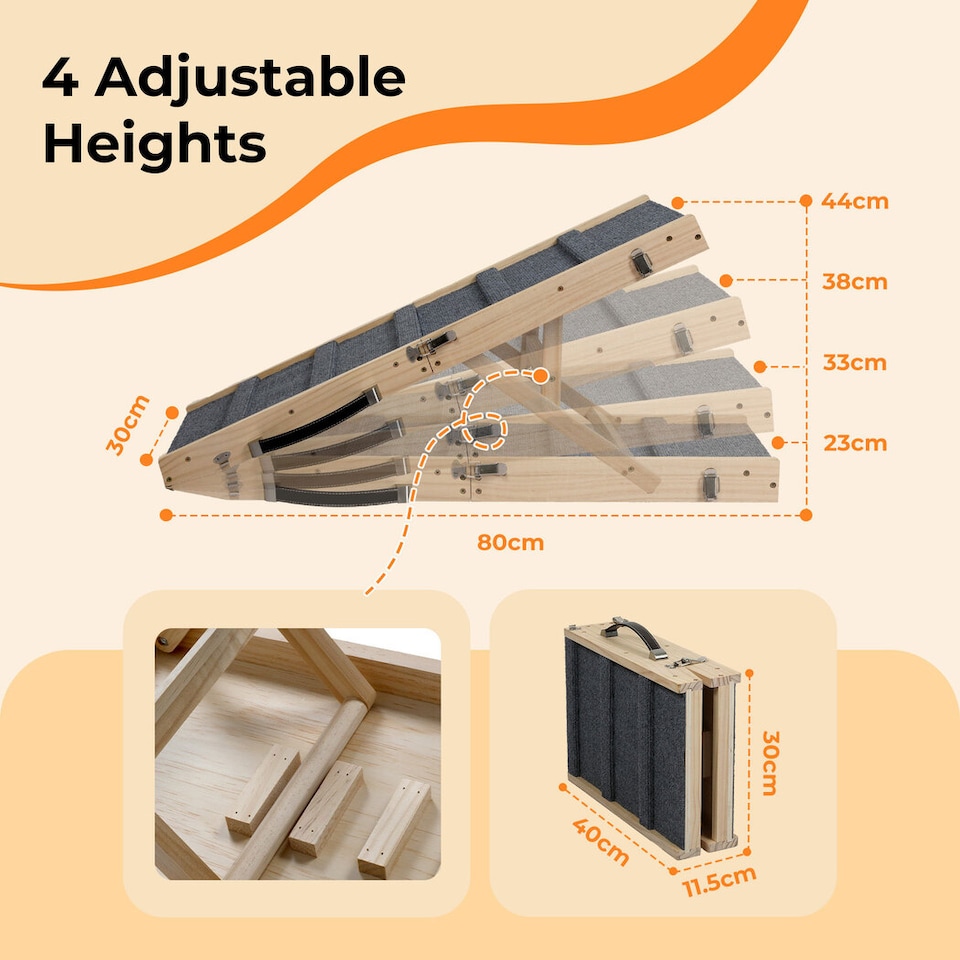 image 1 of Skylos Adjustable Dog Pet Ramp Foldable Stairs Non-Slip Ramp for Car Bed Sofa