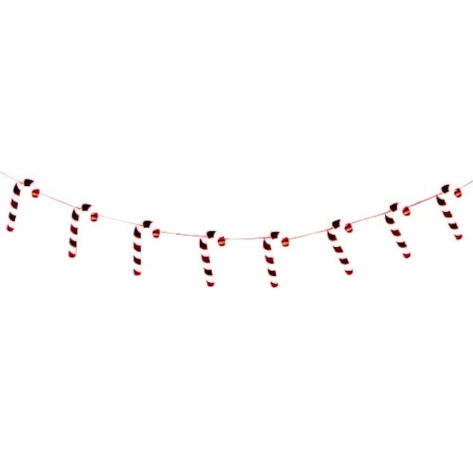 Christmas Foiled Candy Cane Paper Garland Hanging Decoration 2m