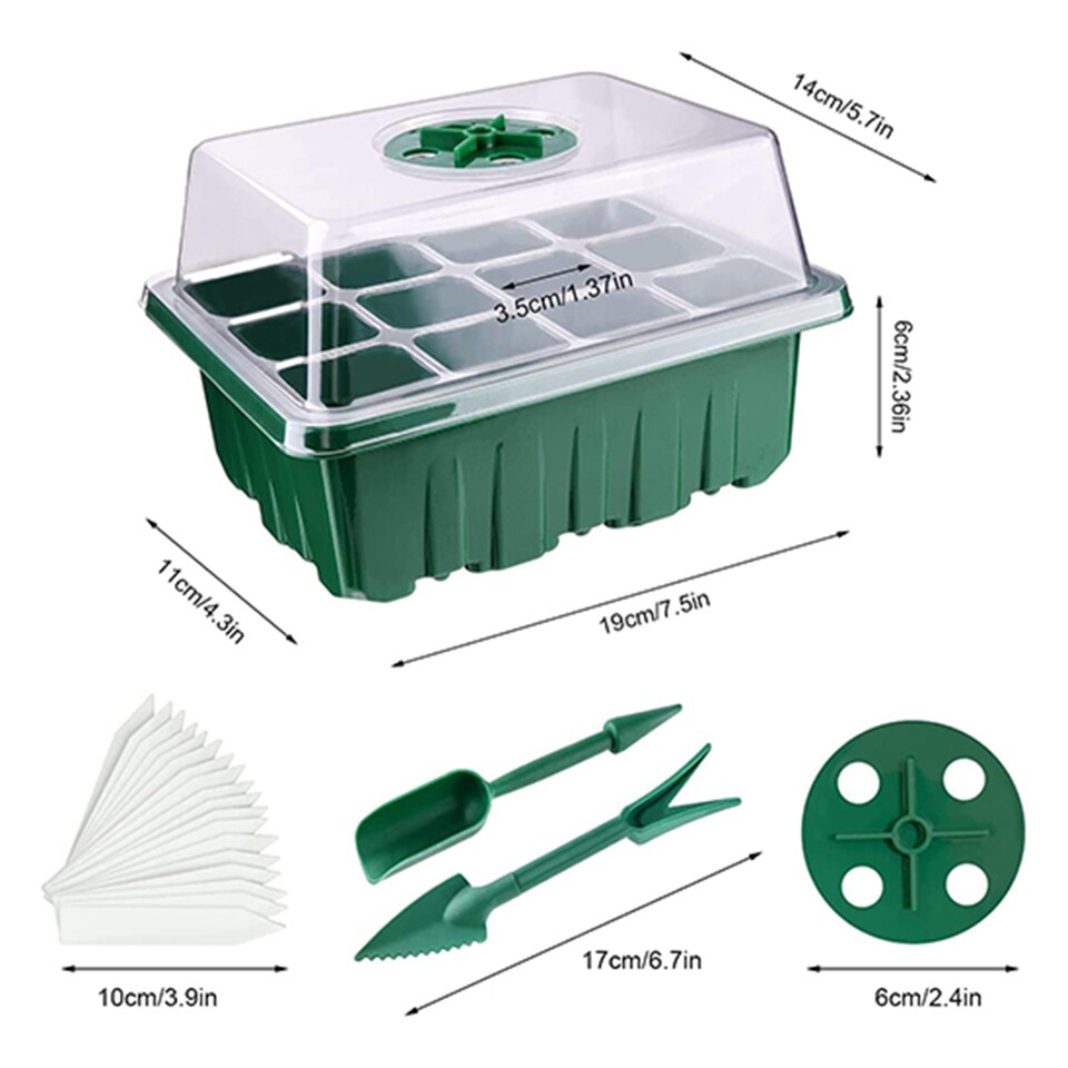 image 1 of 6 Packs Seed Trays with Clear Lids Seed Propagator Set Garden