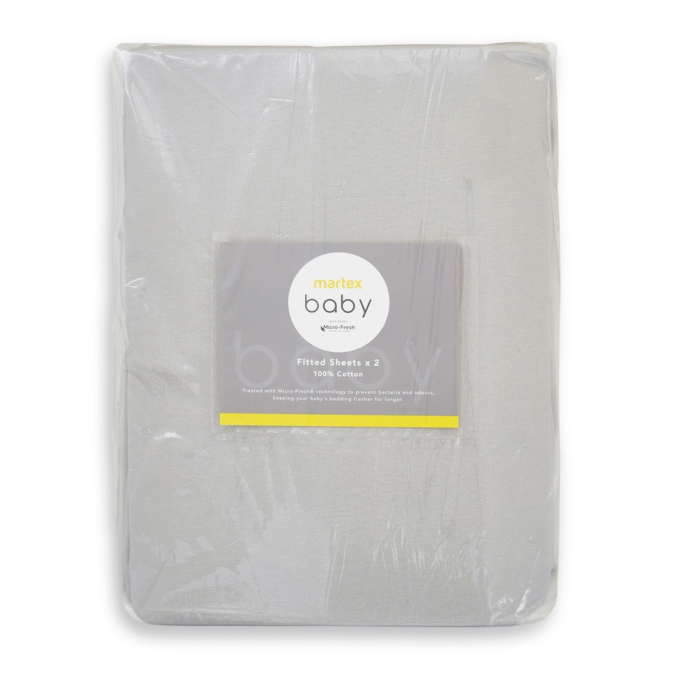 image 1 of Martex Baby Fitted Sheet Twin Pack - Pram White | One Size