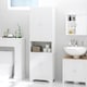 image 8 of HOMCOM 183x60cm Tall Freestanding Bathroom Cabinet Retro 3 Compartments White White
