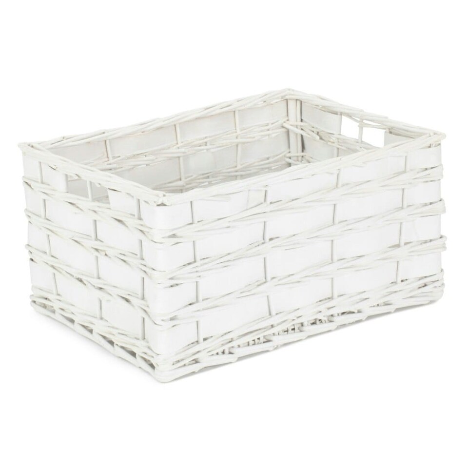 image 1 of Unlined Medium White Scandi Storage Basket | White | White