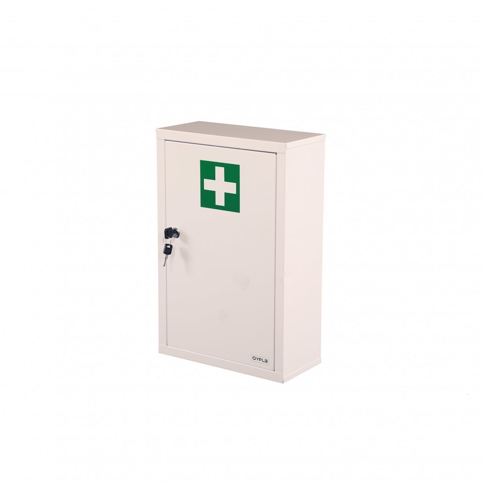 image 1 of Wall Mounted Metal First Aid Medicine Medical Cabinet Locker | White