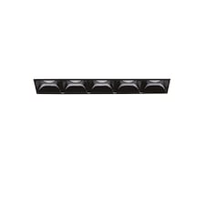 Lika Rectangle 5 Light Trimless Recessed Downlight Black 141cm 4000K