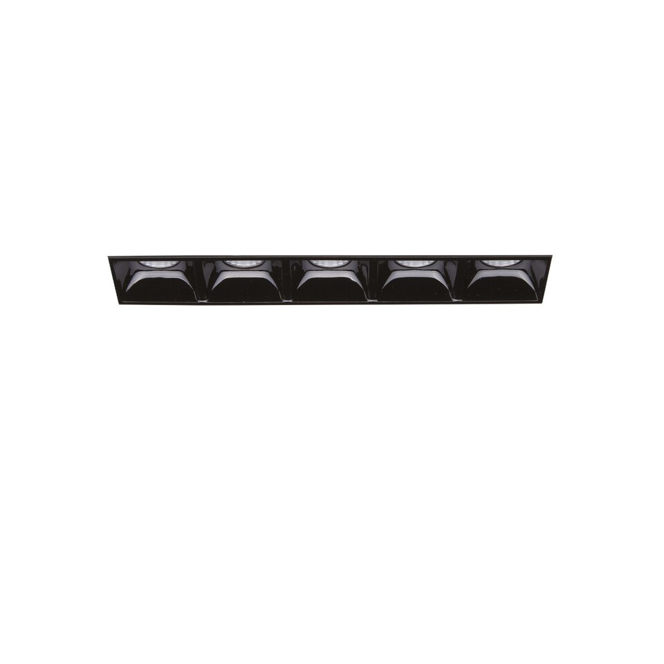 Lika Rectangle 5 Light Trimless Recessed Downlight Black 141cm 4000K