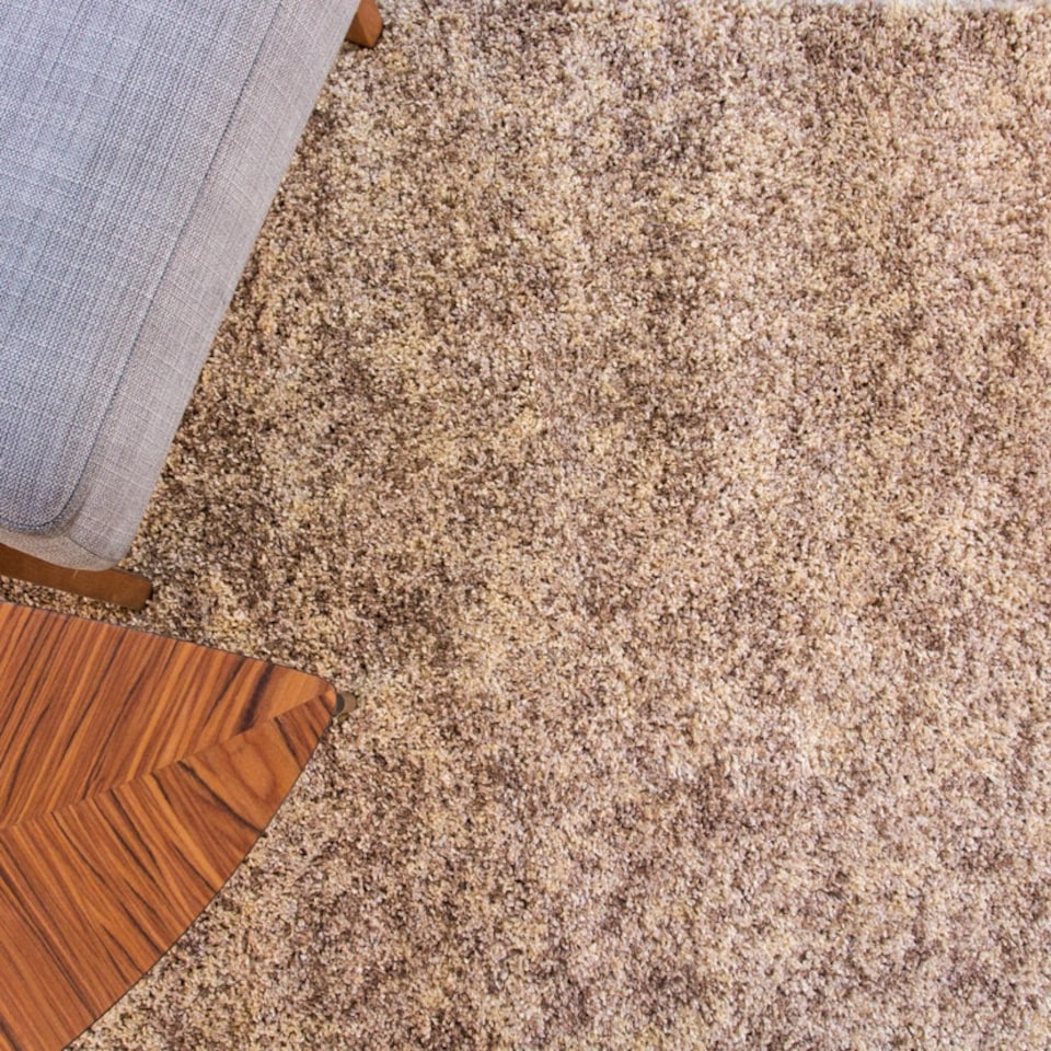 image 1 of KUKOON Beige Taupe Mottled Shaggy Long Hallway Runner Rug 60cm x 240cm