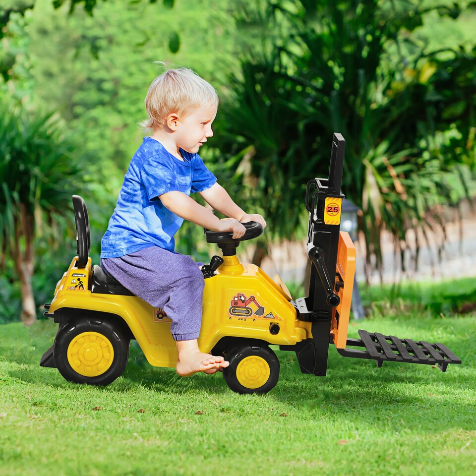 image 1 of HOMCOM Kids Ride-On Forklift Truck w/ Fork Tray, Under Seat Storage, Backrest | Yellow