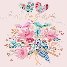 Words 'n' Wishes Traditional Wife Birthday Card, For My Lovely Wife, Birds and Floral Bouquet