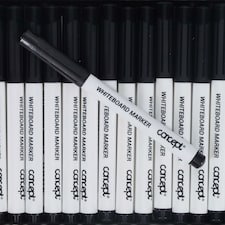 Box of 100 Narrow Bullet Tip Black Whiteboard Markers by Concept