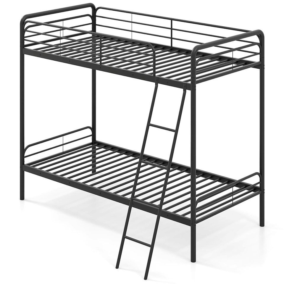 image 1 of COSTWAY Metal Bunk Bed Single Bunk Bed w/Ladder