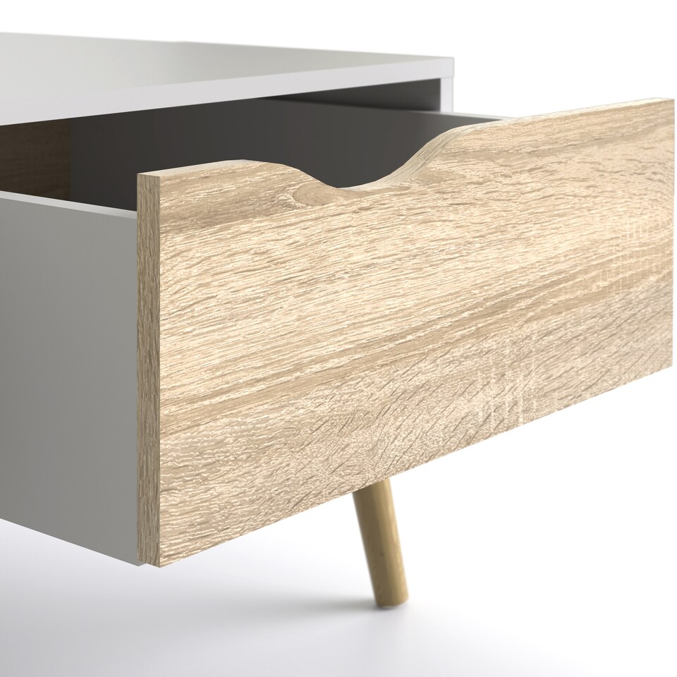 image 1 of Oslo Coffee Table 1 Drawer 1 Shelf in White and Oak